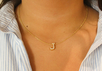 Cubic Zirconia Initial Pendant Necklace
