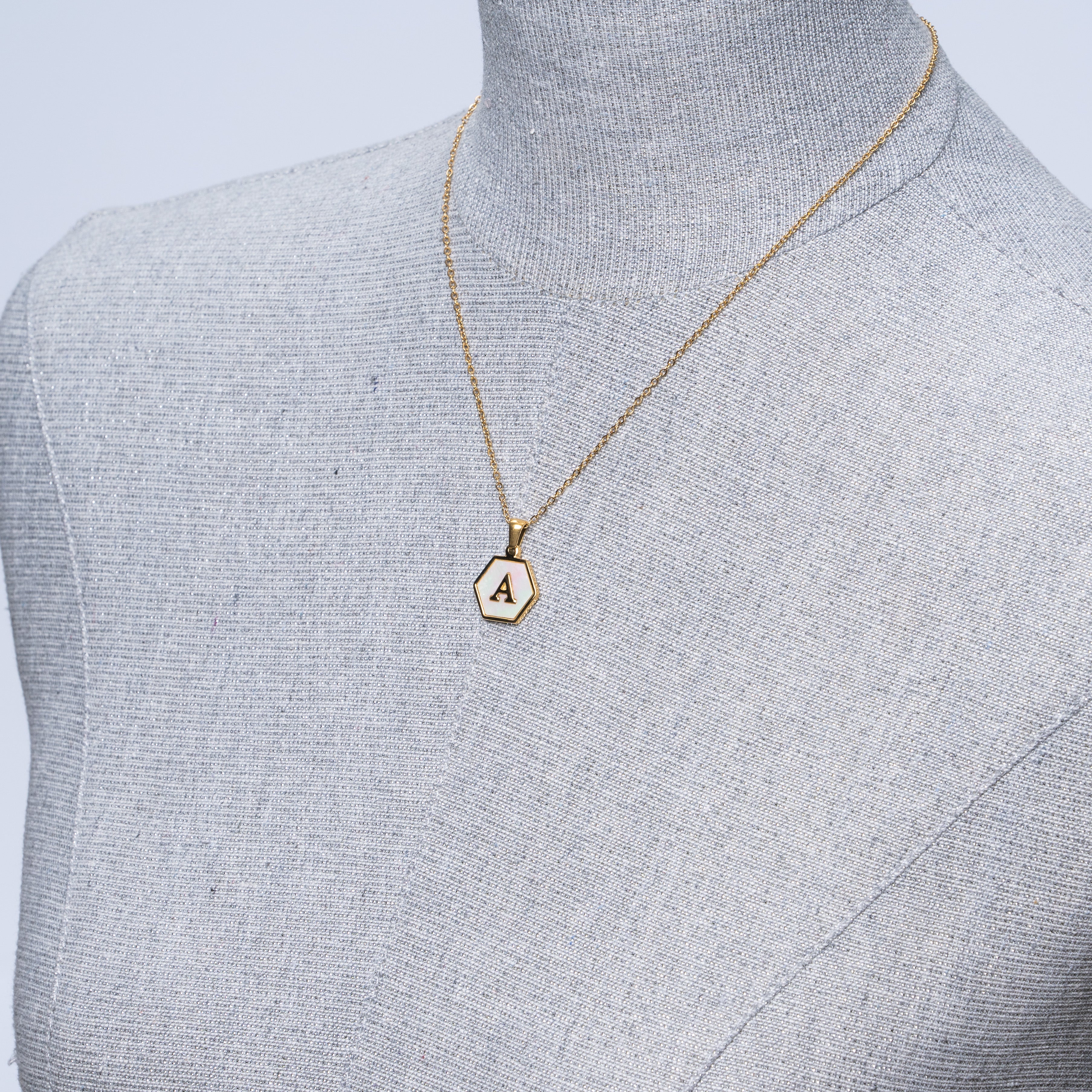 Gold hexagon on sale initial necklace