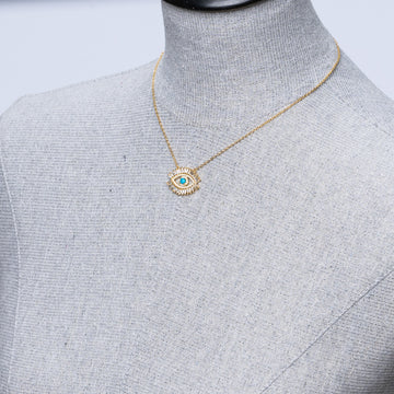 Gold Plated Evil Eye Necklace with Turquoise Center Stone