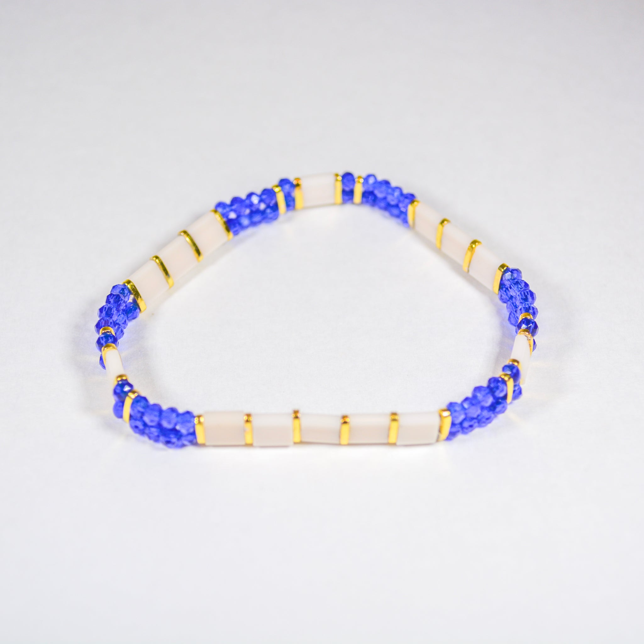 Tile & Bead Cluster Bracelet in Blue