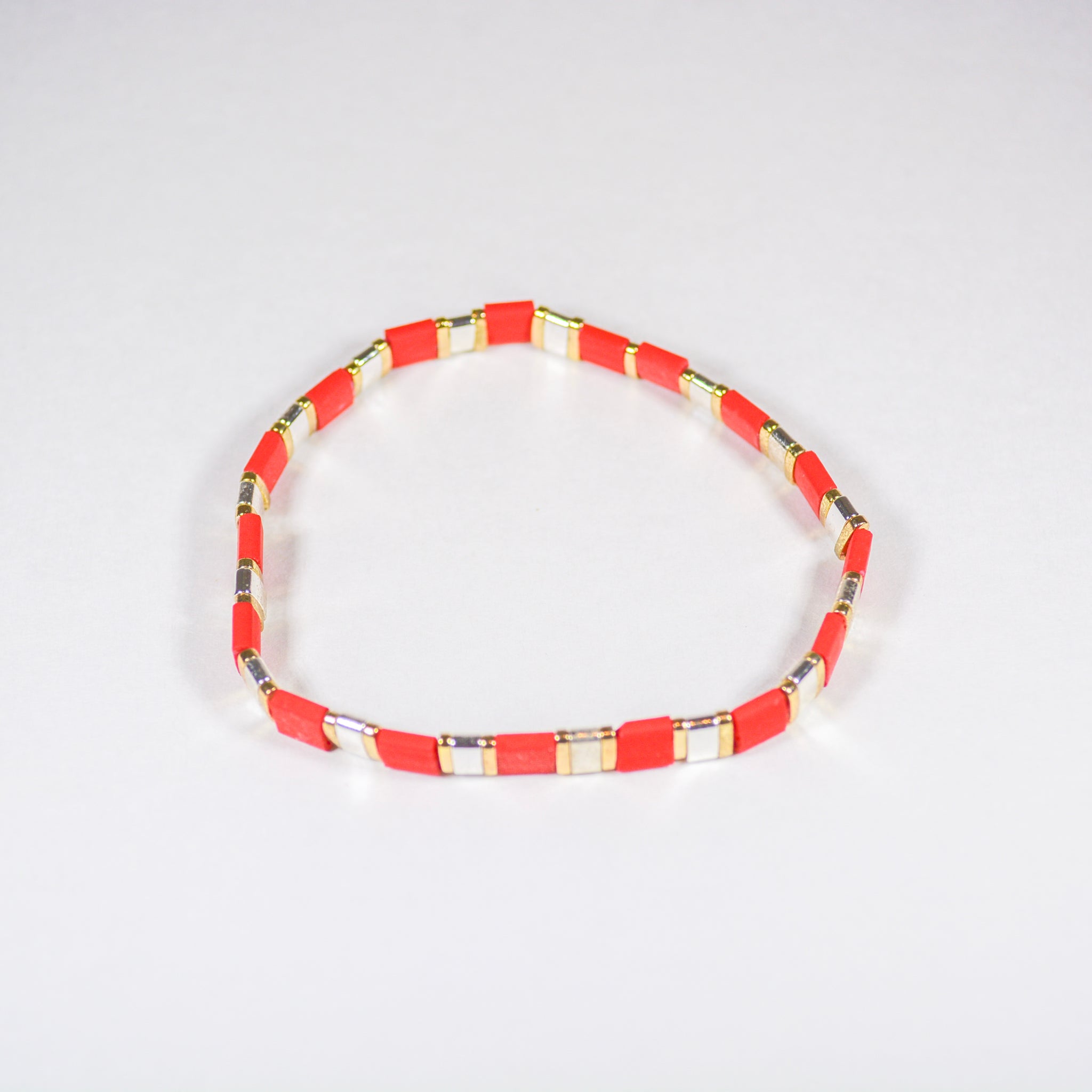 Red & White Tile Bracelet