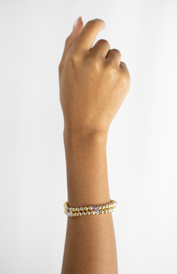 14kt Gold Filled Beaded Bracelet with Crystal Pops