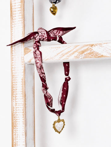 Scarf Necklace with Heart Charm