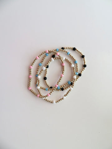 3mm 14k Gold Filled Bracelet with Color Seed Bead Pattern