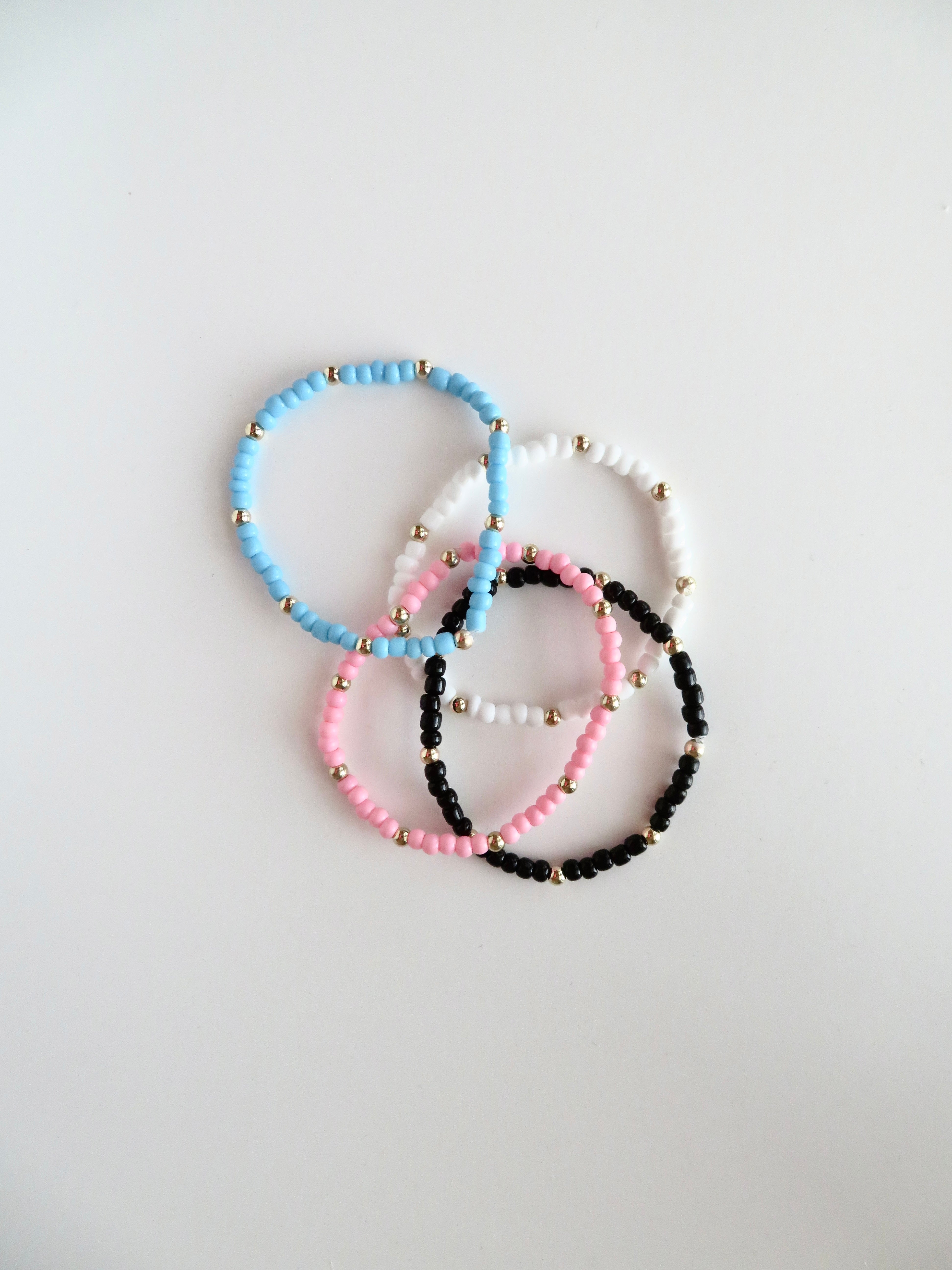 4 Color Bead Pattern Color Bead Bracelet with 4mm 14k Gold Filled Bead Pattern