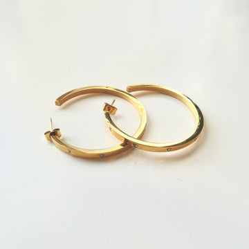 Bezeled Gold Hoops