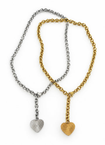 Heart Sunburst Pendant Necklace