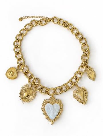 Gold Vintage Heart Charm Necklace