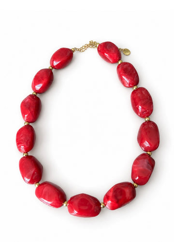 Chunky Marbled Maroon Necklace
