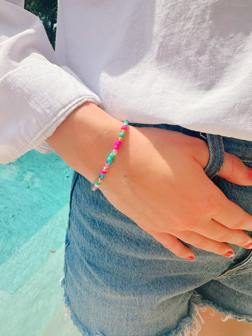 Mixed Bead Bracelet in Coral Reef