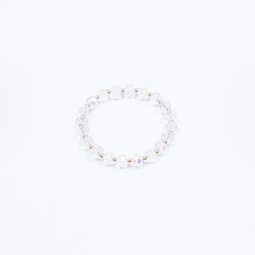 Clear Glass Bead & 14kt Gold or Silver Accent Beaded Bracelet