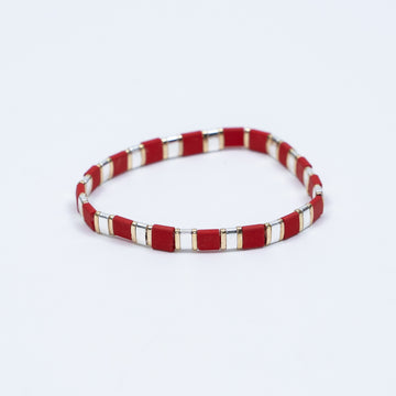 Red Silver & Gold  Tile Bracelet