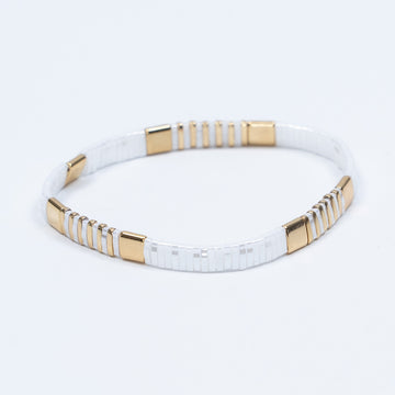 White with Gold Sections Tile Bracelets