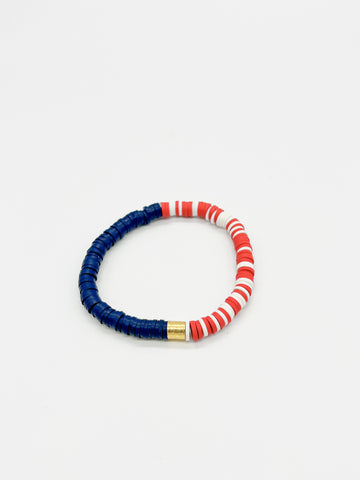 Red, White, and Boujee Heishi Bead Bracelets